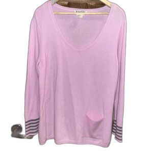 WinterSilks Wool Cashmere Blend Sweater Pink Grey Lightweight Cozy Winter sz XL